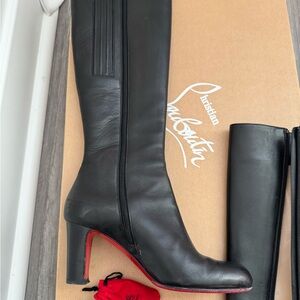 Louboutin slim calf all leather ~knee-high, heeled boots Eu Sz35 US size 5